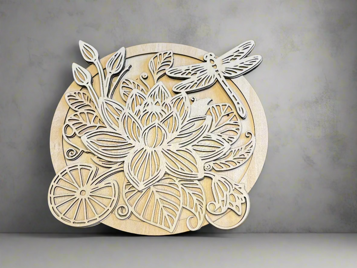 12x12 DIY Lotus and Dragonfly